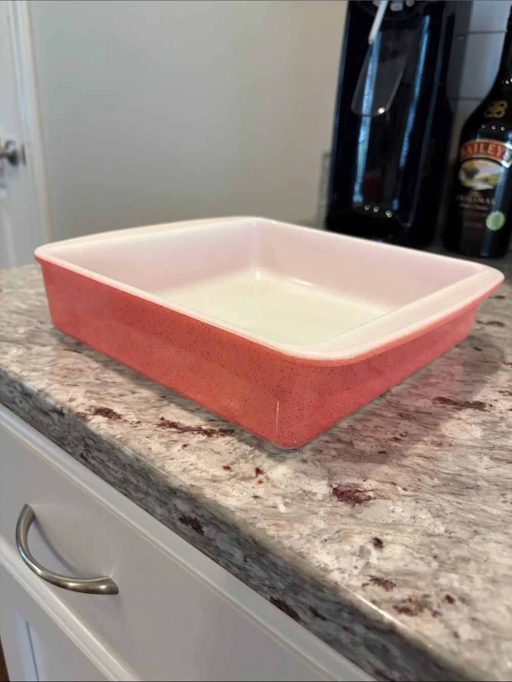 Vintage Pink Flamingo Pyrex Baking Dish with White Interior